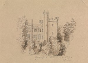 Parte de um Castelo Cercado por Árvores de Unknown artist