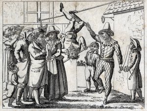 Festa na aldeia: jogos e disfarces. Gravura no final do século XVIII. Colecção privada. de Unknown artist