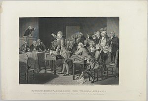 Patrick Henry dirige-se à Assembleia da Virgínia de Unknown artist