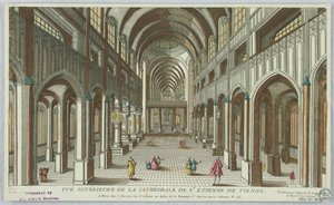 Peep-show, Vista Interior da Catedral de Santo Estêvão em Viena; Chereau - Ele também armazena todos os tipos de papéis em rolos de Unknown artist