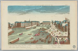 Peep-show, vista óptica representando a Pont Marie e a Pont Rouge em Paris, nº 66 de Unknown artist