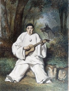 Pierrot toca guitarra - n.d., final do século XIX de Unknown artist