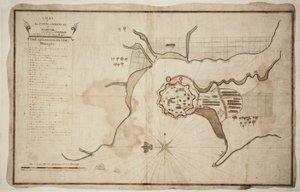 Planta da cidade e da fortaleza de Gariah, c.1755 (tinta, aguarela) de Unknown artist