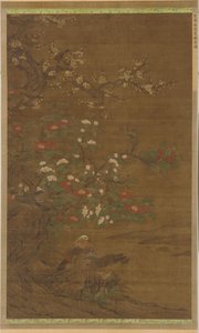 Flores de ameixa, camélias e patos mandarim de Unknown artist