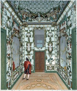 Salão de porcelana do Palácio Real de Madrid. Gravura do século XVIII. Paris, Artes Decorativas de Unknown artist