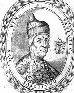 Retrato Paoluccio Anafesto (697-717). Primeiro Doge de Veneza. de Unknown artist