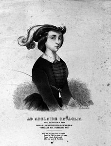 Retrato de Adelaide Ravaglia na representação da ópera "La Traviata" de Giuseppe Verdi, de 1857. de Unknown artist