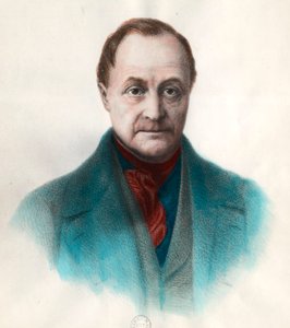 Retrato de Auguste Comte (1798 - 1857), filósofo francês. Gravura do século XIX. Coleção particular. de Unknown artist