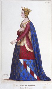 Retrato de Blanche de Navarra (1224 -1283) Rainha de França Noiva de João I o Roux em 1236. Gravura de 1830 de Unknown artist
