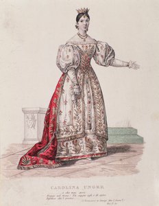 Retrato de Caroline Ungher (Unger) actuando em I Normanni a Parigi (gravura) de Unknown artist