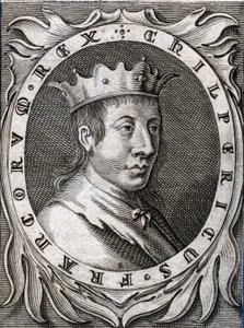 Retrato de Chilperic II (v. 670 - 721), Rei da Neústria. Gravura do século XVIII. de Unknown artist