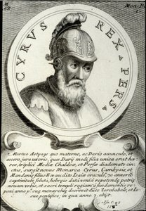 Retrato de Ciro II (ca. 559-529 a.C.) chamado Ciro o Grande, fundador do Império Persa. Gravura da Coleção Privada do século XVIII de Unknown artist