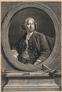 Retrato de Edme Bouchardon (1698-1762) Escultor e caricaturista francês - gravura de 1776 de Unknown artist