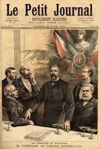 Retrato de Ernest Constans (1833-1913) no Círculo Republicano, professor de direito e depois político, foi ministro do interior várias vezes e primeiro governador da Indochina, sob o protetorado francês. Gravura no "Le petit journal" 24/06/1 de Unknown artist