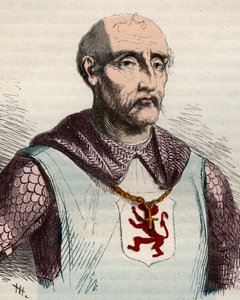 Retrato de Gui ou Guy de Dampierre (1226-1305) Conde de Flanders e Conde de Namur - Gravura de 1868 em "História da Bélgica desde os tempos primitivos até o fim do regimento de Leopoldo I" de Theodore Juste (1818-1888). Coleção privada. de Unknown artist
