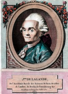 Retrato de Jean Jerome Lefrancois de Lallande (1732 - 1807), astrônomo francês. Gravura do século XVIII. Coleção particular. de Unknown artist
