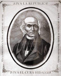 Retrato de Miguel Hidalgo y Costilla (1753 - 1811), sacerdote mexicano (em 1810 proclamou a independência do seu país). Gravura feita em sua honra no final do século XIX. de Unknown artist