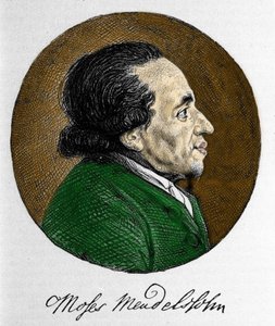 Retrato de Moisés (Moses) Mendelssohn (1729 - 1786), filósofo e verdadeiro fundador do judaísmo moderno. Avô do músico Felix Mendelssohn. de Unknown artist