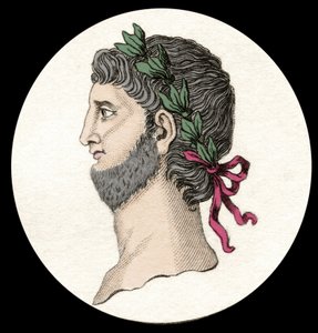 Retrato de Nero Cláudio César Augusto Germânico (37-68 d.C.), imperador romano. Gravura do século XIX. de Unknown artist