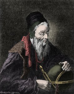 Retrato de Nostradamus, Michel de Notre Dame (1503-1566) Astrólogo e médico francês - Gravura do século XIX de Unknown artist