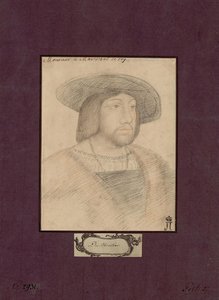 Retrato de Odet de Foix, Visconde de Lautrec (1485-1528) conhecido como Marechal de Lautrec - Anónimo. Lápis de cor sobre papel, tamanho : 22,5x17,2, c. 1546, State Hermitage, St. Petersburg de Unknown artist