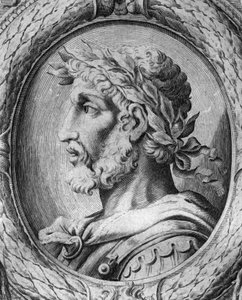 Retrato de Odoacre (Odovacar), líder dos Herules aliados aos hunos e ministro de Átila (435-493). Gravura do século XVIII. de Unknown artist