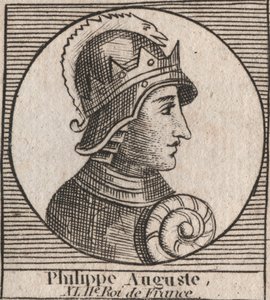 Retrato de Philip II dit Philippe Auguste (1165-1223) - Philip Augustus II (1165-1223) Rei da França - gravura de "Instruction sur l