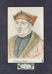 Retrato de Philippe de Chabot (1492-1543), almirante da França, Anónimo. Lápis de cor sobre papel, tamanho : 28x19, ca. 1530, State Hermitage, São Petersburgo. de Unknown artist