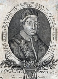 Retrato do Papa Clemente XI (Gianfrancesco Albani) (1649 - 1721), 241º Papa. Gravura do século XVIII de Unknown artist