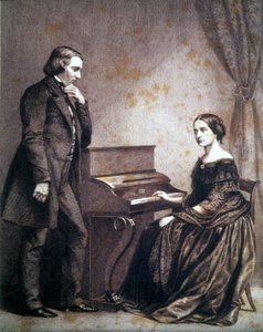 Retrato de Robert Schumann (1810 - 1856), compositor alemão, e Clara Schumann (1819 - 1896), pianista alemã. de Unknown artist