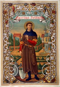 Retrato de São Fiacre (jardineiro, eremitério perto de Meaux), livro s.d. século XIX. de Unknown artist