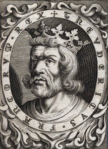 Retrato de Thierry I (? - 533), Rei da Austrália. Gravura do século XVIII. de Unknown artist