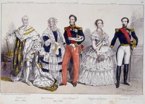 Retrato dos Bourbons. Da esquerda para a direita: Charles X (1757-1836), Marie Amelie (1782 - 1866), Louis Philippe I (1773-1850), Eugenie de Guzman (1826-1920) e Napoleão III (1808-1873). de Unknown artist