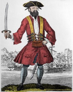 Retrato do pirata Edward Teach dit Barbenoire (Barba Negra ou Barba Negra) de Unknown artist