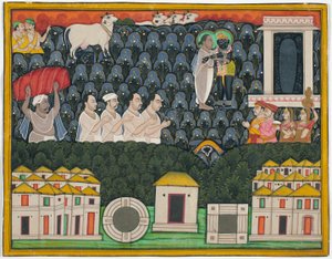 Pratham Milan, Shrinathji revelando-se a Vallabhacharya no Monte Govardhan de Unknown artist
