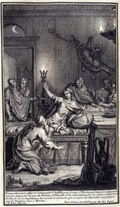 Priam, extremamente aflito com a desumanidade de Aquiles, pois o corpo de Hector, que ele arrastava três vezes por dia ao redor do túmulo de Patrocles, vem perguntar-lhe novamente. E este príncipe, tocado com a sua dor e humilhação, concede-lhe o seu pedid de Unknown artist