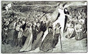 Procissão durante a peregrinação em Lourdes, alegoria de Theophile Alexandre Steinlen (1859 - 1923) ilustrando "Lourdes" de Emile Zola (1840-1902) tirada de "Gil Blas illustrious". de Unknown artist