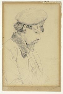 Retrato de perfil de um homem que usa um boné de Unknown artist
