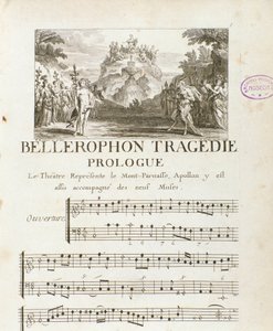 Prólogo de "Bellerophon" Tragédia de Lyrique em cinco atos com um prólogo de Jean Baptiste Lully (Giovanni Battista Lulli) (Jean-Baptiste) (1632-1687). 1714. de Unknown artist