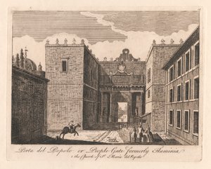 Prota del Popolo ou People Gate antigamente Flaminia: 1. Igreja de St. maria del Popolo de Unknown artist
