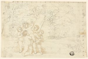 Putti carregando o jovem Baco de Unknown artist