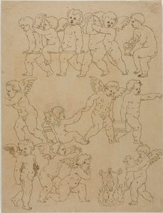 Putti realizando tarefas de Unknown artist