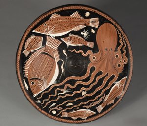 Prato de Peixe de Figura Vermelha: Polvo, Tainha, Dourada, Marisco de Unknown artist