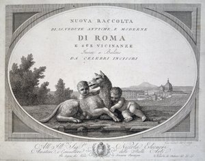 Remus e Romulus (romolo remo lupa) e o lobo - em “” Coleção de vistas de Roma ”” de Unknown artist