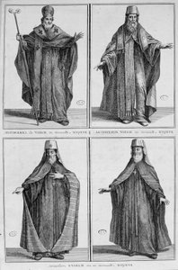 Representação de um bispo de Moscovo em vestido vulgar e cerimonial. Gravura de Unknown artist