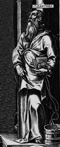 Representação do filósofo grego estoicista Cleanthe (330-232 a.C.)" Gravura a partir do frontispício de "Obras Filosóficas" de Seneque de Unknown artist