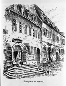 Representação da casa onde George Frederick Handel nasceu (Georg Friedrich Handel de Unknown artist