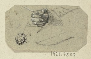 Mão direita segurando o instrumento de desenho de Unknown artist