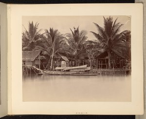 [Habitações fluviais e barcos]. de Unknown artist