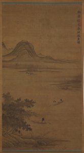 Paisagem fluvial: pescadores em barcos de Unknown artist